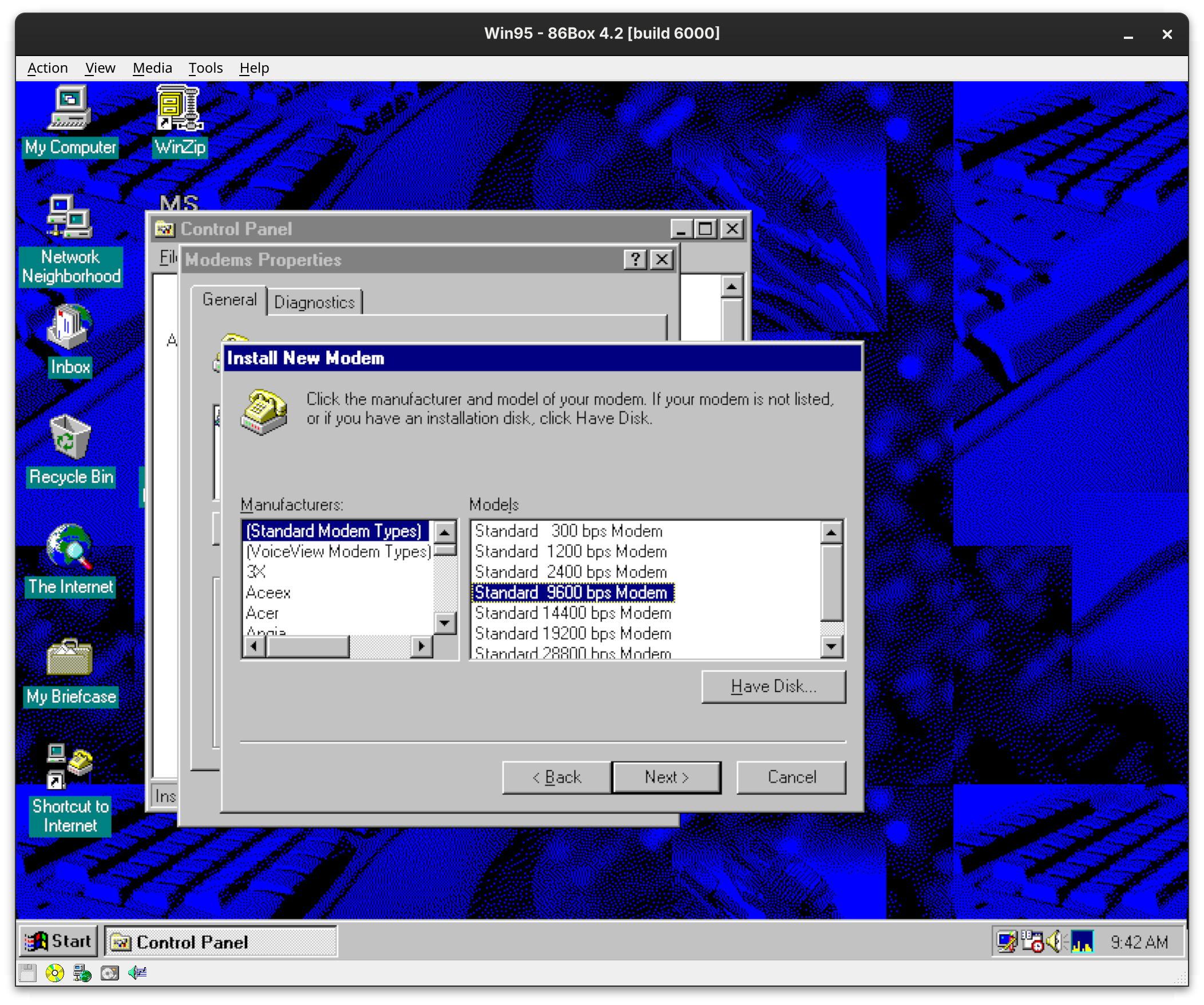 Windows 95 Install New Modem