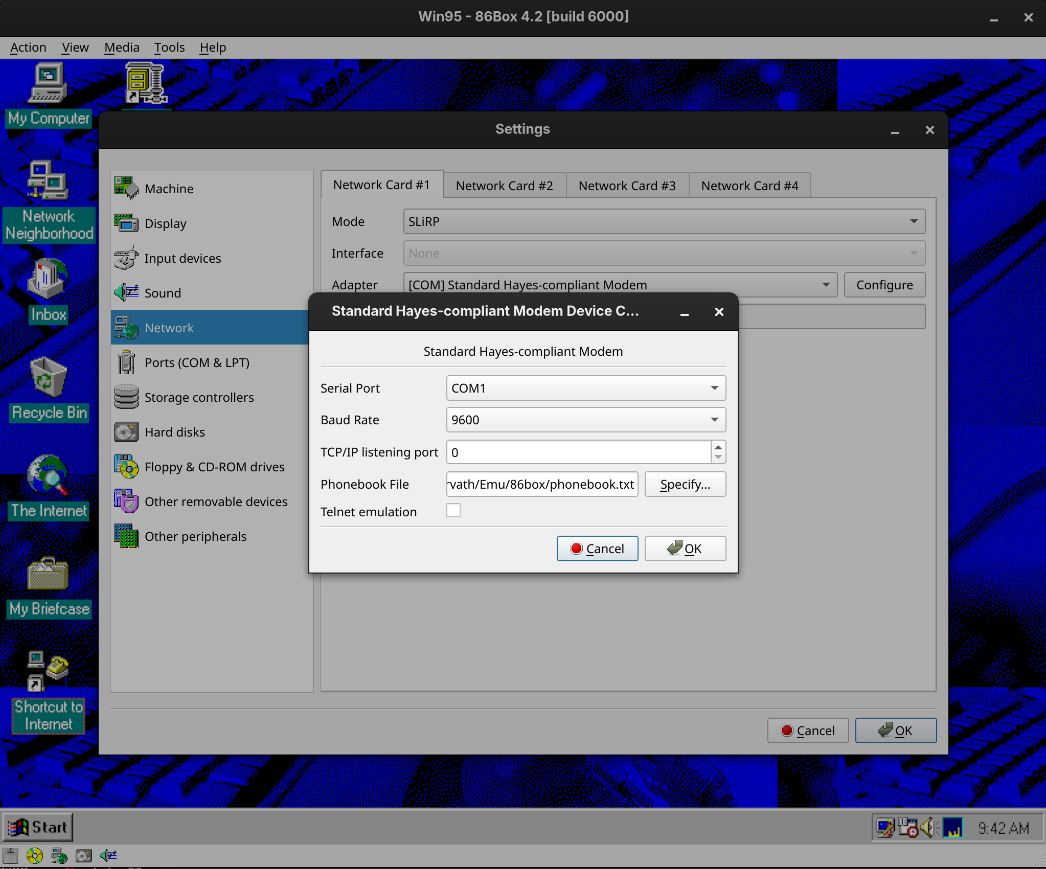 86Box Network Settings